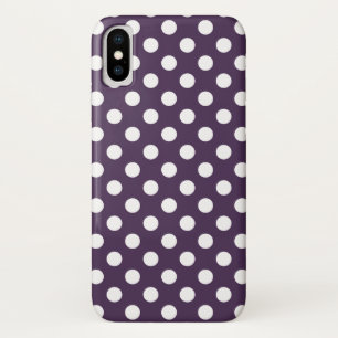 White polka dots on plum purple iPhone x case