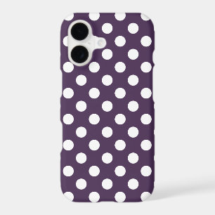 White polka dots on plum purple iPhone 17 case