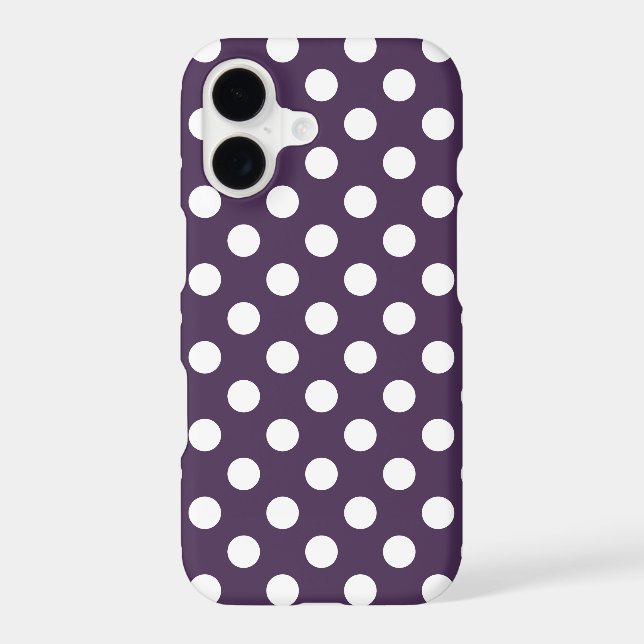 White polka dots on plum purple Case-Mate iPhone case (Back)