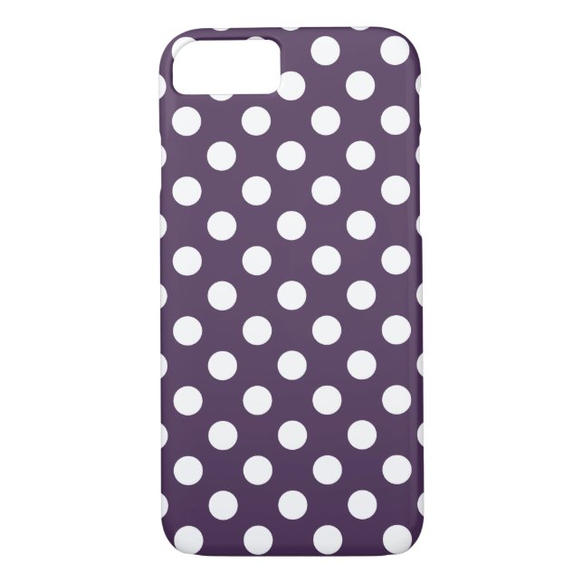 White polka dots on plum purple Case-Mate iPhone case (Back)
