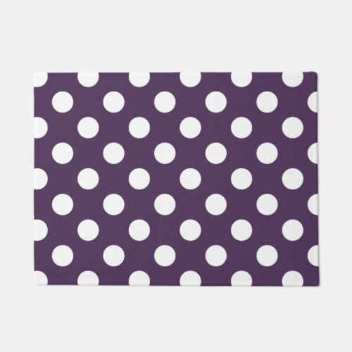 White polka dots on plum purple doormat