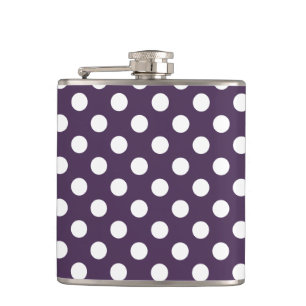 White polka dots on plum purple flask