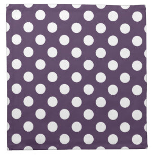 White polka dots on plum purple napkin