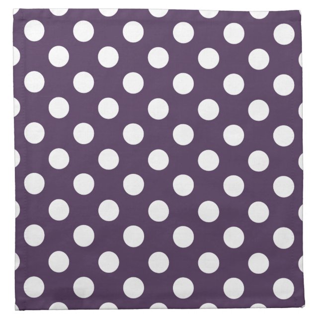 White polka dots on plum purple napkin (Front)