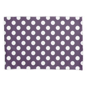 White polka dots on plum purple pillow case
