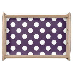 White polka dots on plum purple serving tray