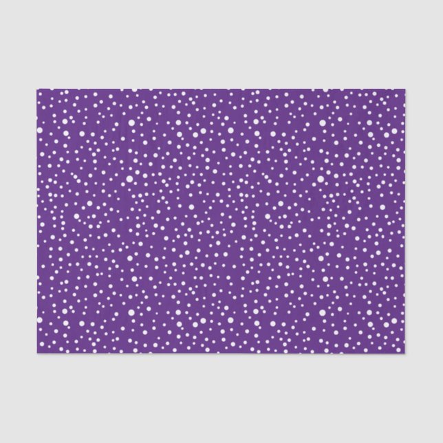 White polka dots on purple Christmas holiday  Tissue Paper (Front)