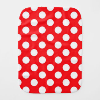 White polka Dots On Red Background Baby Burp Cloth