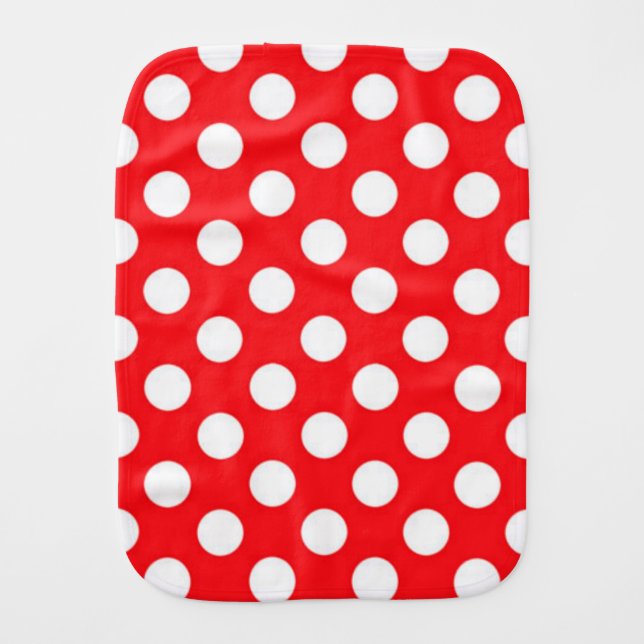 White polka Dots On Red Background Baby Burp Cloth (Front)