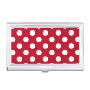 White polka dots on red business card case