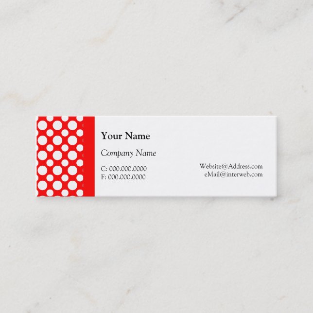 White Polka Dots on Red Business Cards (Front)