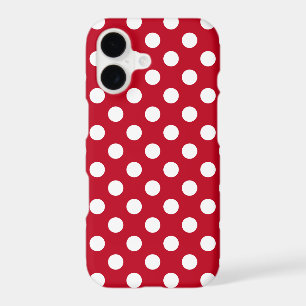 White polka dots on red iPhone 17 case