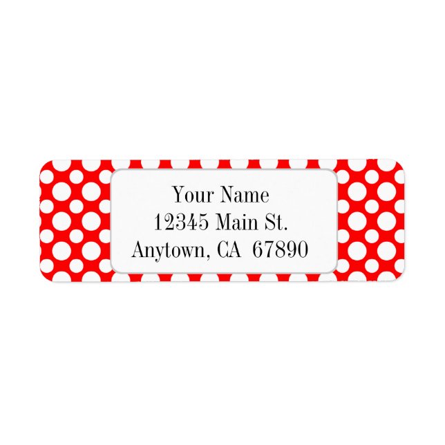 White Polka Dots on Red Custom Address Label (Front)