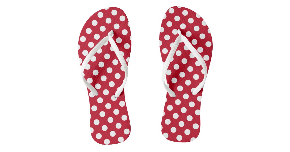 White polka dots on red flip flops | Zazzle