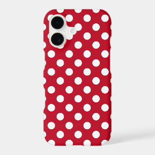 White polka dots on red iPhone 17 case