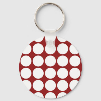 White Polka Dots on Red Keychain
