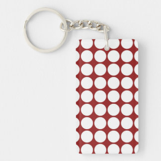 White Polka Dots on Red Keychain