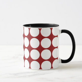 White Polka Dots on Red Mug