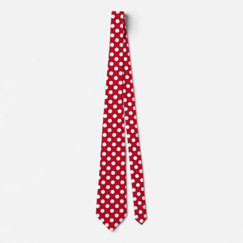 White polka dots on red neck tie