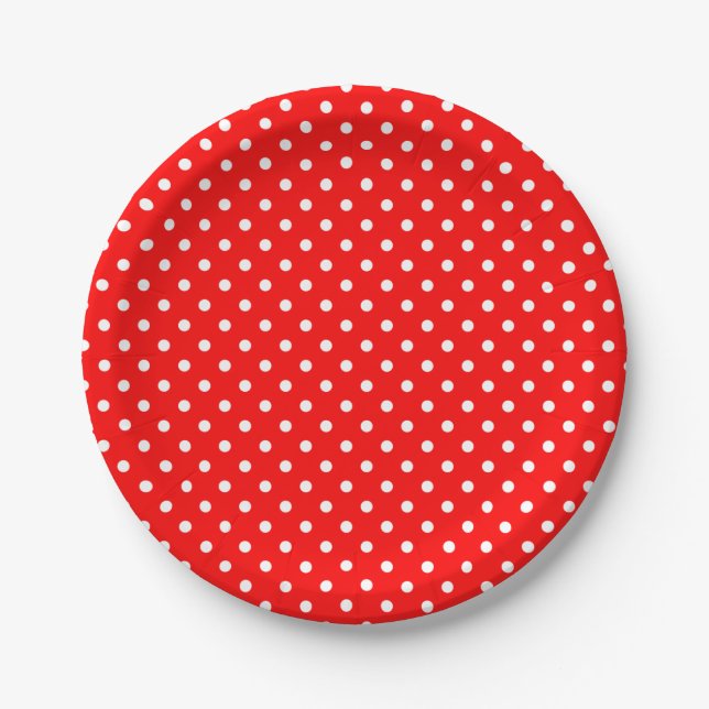 White Polka Dots on Red Paper Plates (Front)