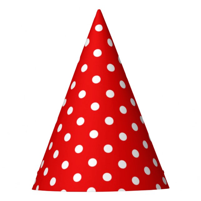 White Polka Dots on Red Party Hat (Front)