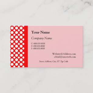 White Polka Dots on Red Pink Business Cards