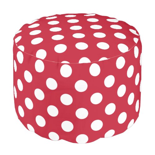 White polka dots on red pouf