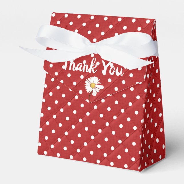 white polka dots on red thank you favor boxes (Front Side)