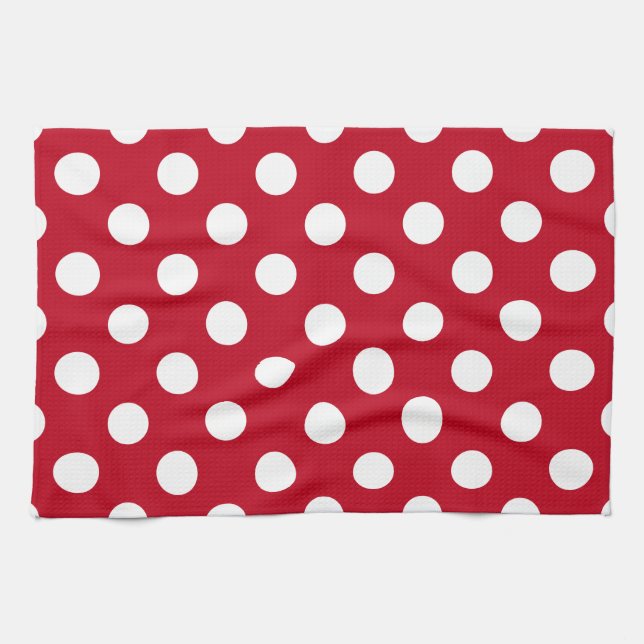 White polka dots on red towel (Horizontal)
