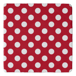 White polka dots on red trivet