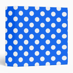 White polka dots on royal blue 3 ring binder