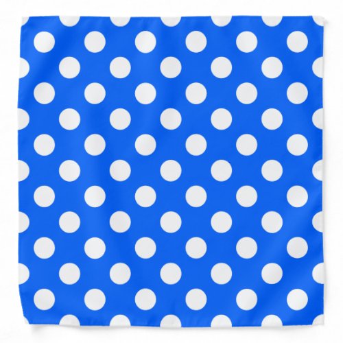White polka dots on royal blue bandana