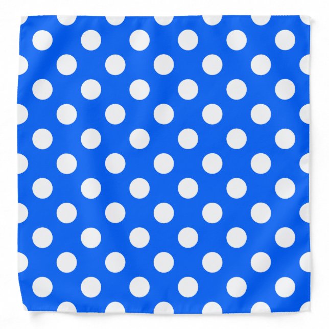 White polka dots on royal blue bandana (Front)