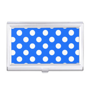 White polka dots on royal blue business card case