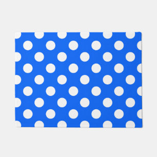 White polka dots on royal blue doormat