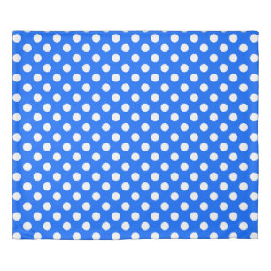 White polka dots on royal blue duvet cover