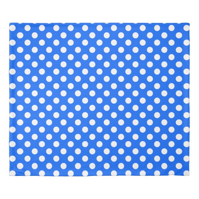 White polka dots on royal blue duvet cover (Front)