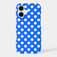 White polka dots on royal blue