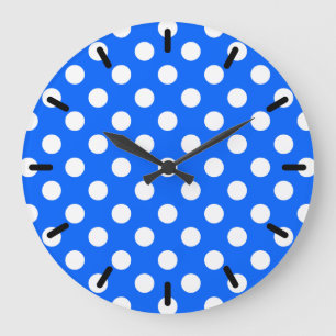 White polka dots on royal blue large clock