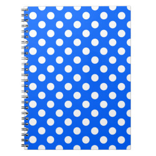White polka dots on royal blue notebook