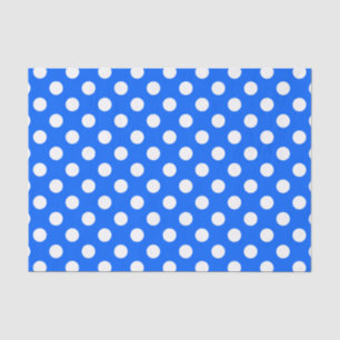 White polka dots on royal blue tissue paper
