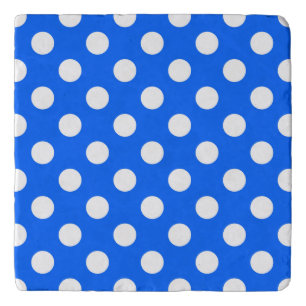 White polka dots on royal blue trivet