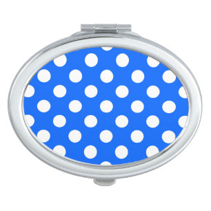 White polka dots on royal blue vanity mirror