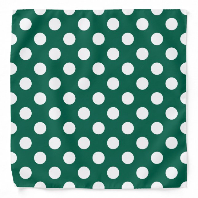 White polka dots on sage green bandana (Front)