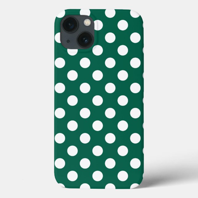 White polka dots on sage green Case-Mate iPhone ca Case (Back)