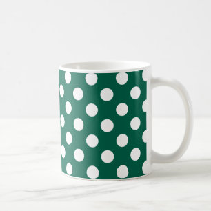 White polka dots on sage green coffee mug