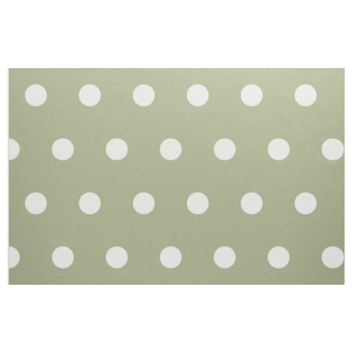 White Polka Dots on Sage Green Fabric | Zazzle
