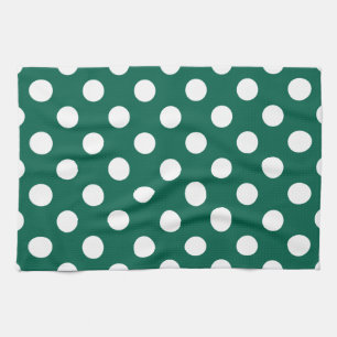 White polka dots on sage green kitchen towel