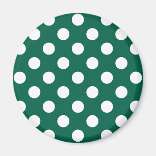 White polka dots on sage green magnet