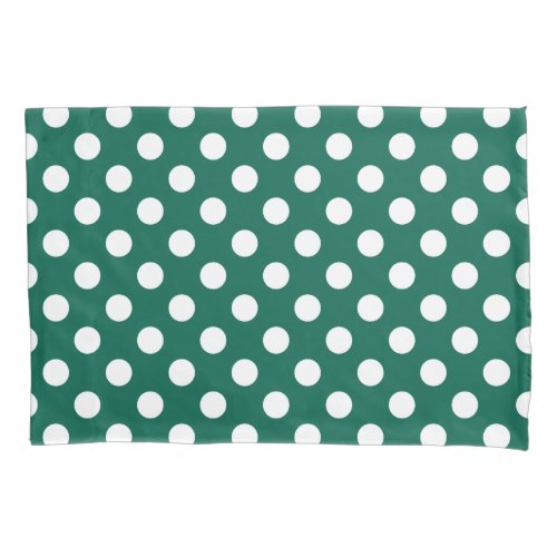 White polka dots on sage green pillowcase